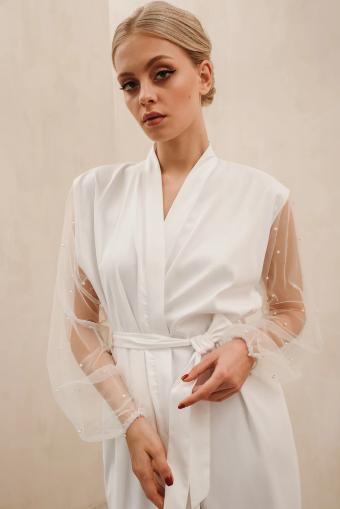 Heirloom #Pearl Sleeve Bridal Robe (full Length) #1 thumbnail