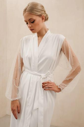 Heirloom #Pearl Sleeve Bridal Robe (full Length) #2 thumbnail