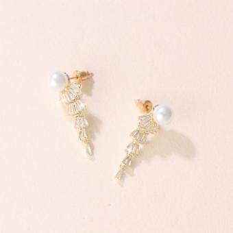Heirloom #Chloe Pearl and CZ Earrings E034 - #0 Gold thumbnail
